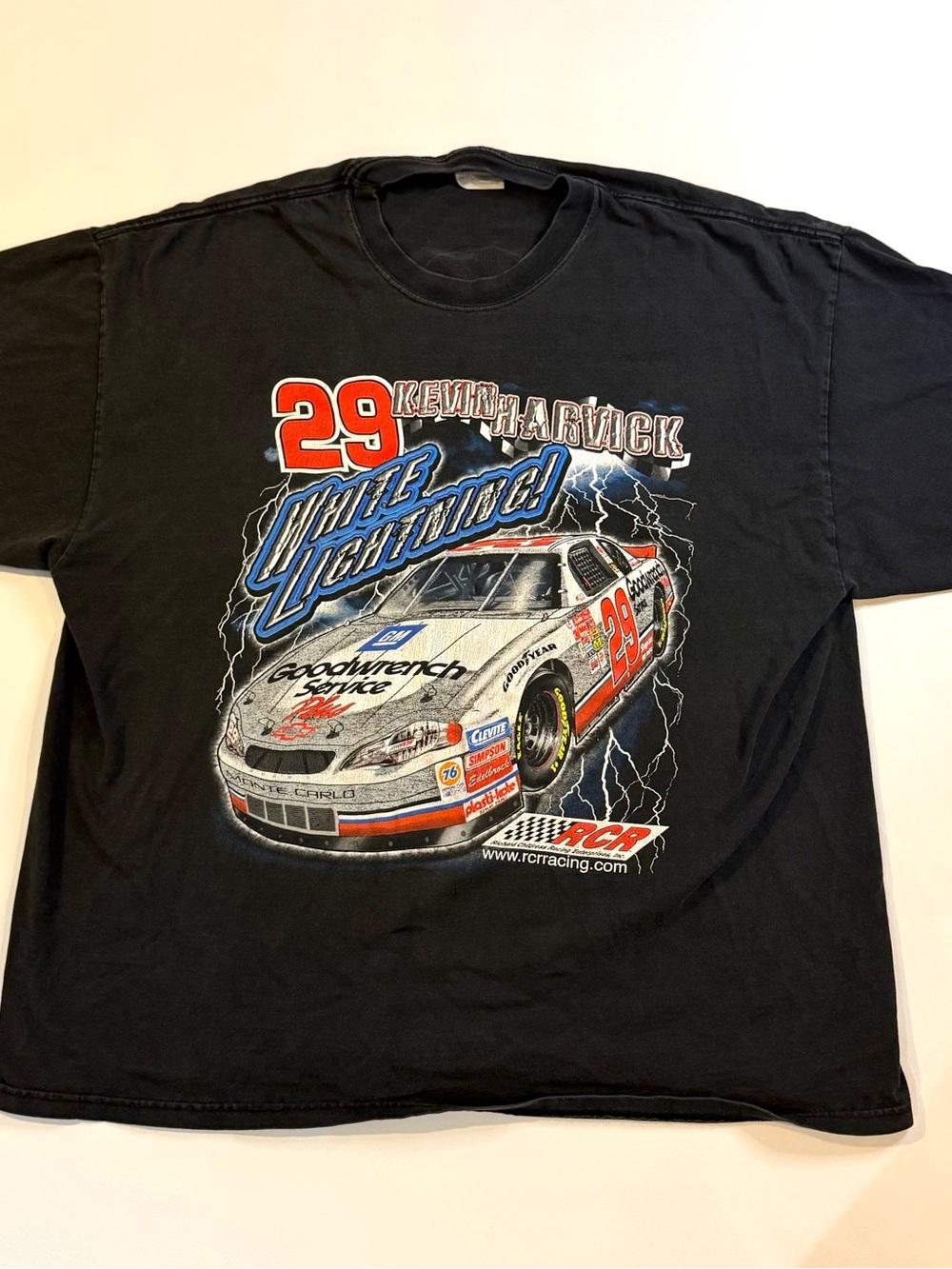 Vintage Kevin Harvick NASCAR White Lightning Racing Shirt Black Men Sz XXL